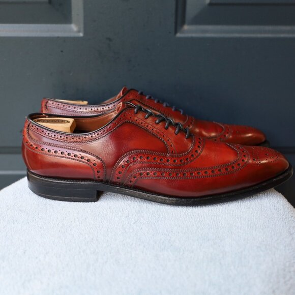 SALE - Allen Edmonds 10-AA McAllister Red Wingtip Oxford Mens Dress Shoes - Picture 7 of 15
